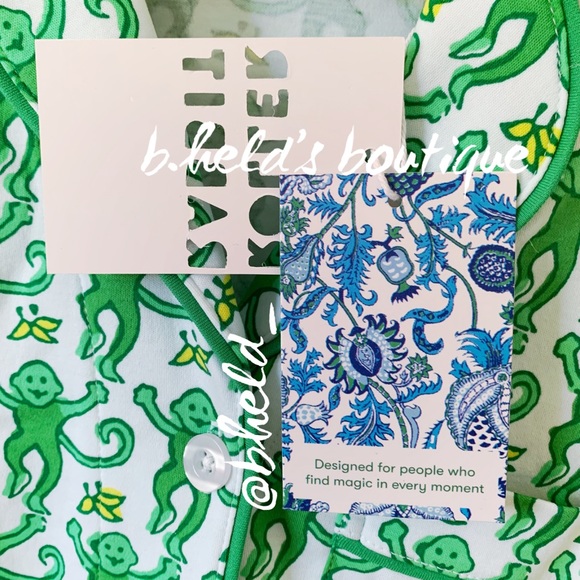 Roller Rabbit Monkey Polo Pajamas in Emerald Monkey Green Size XS Brand New NWT - Picture 4 of 16